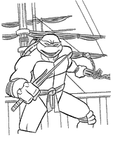 coloriage la tortue ninja sur le navire